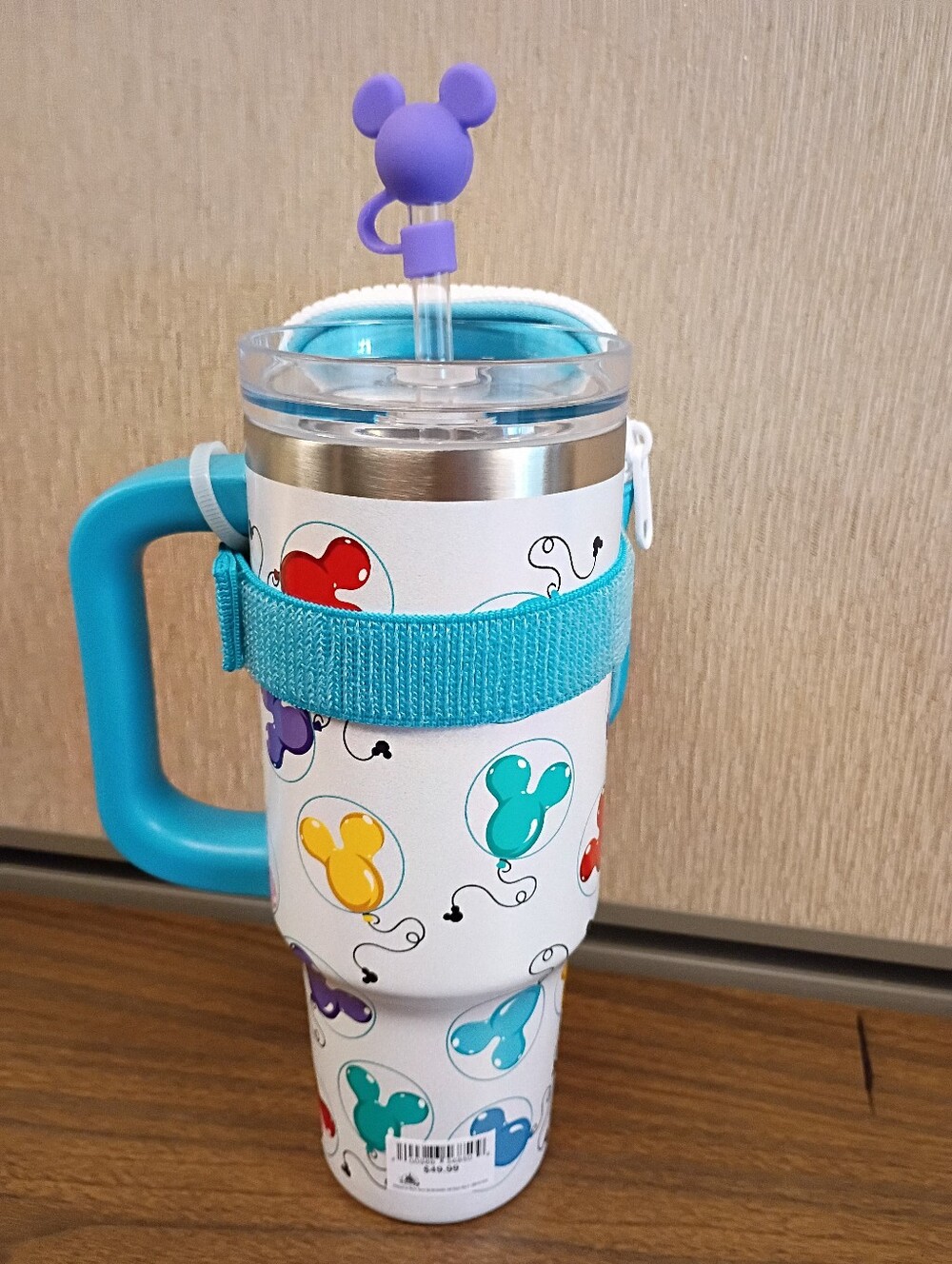 NEW Disney Mickey Balloons 30oz Insulated Stainless Steel Tumbler with Zip Case